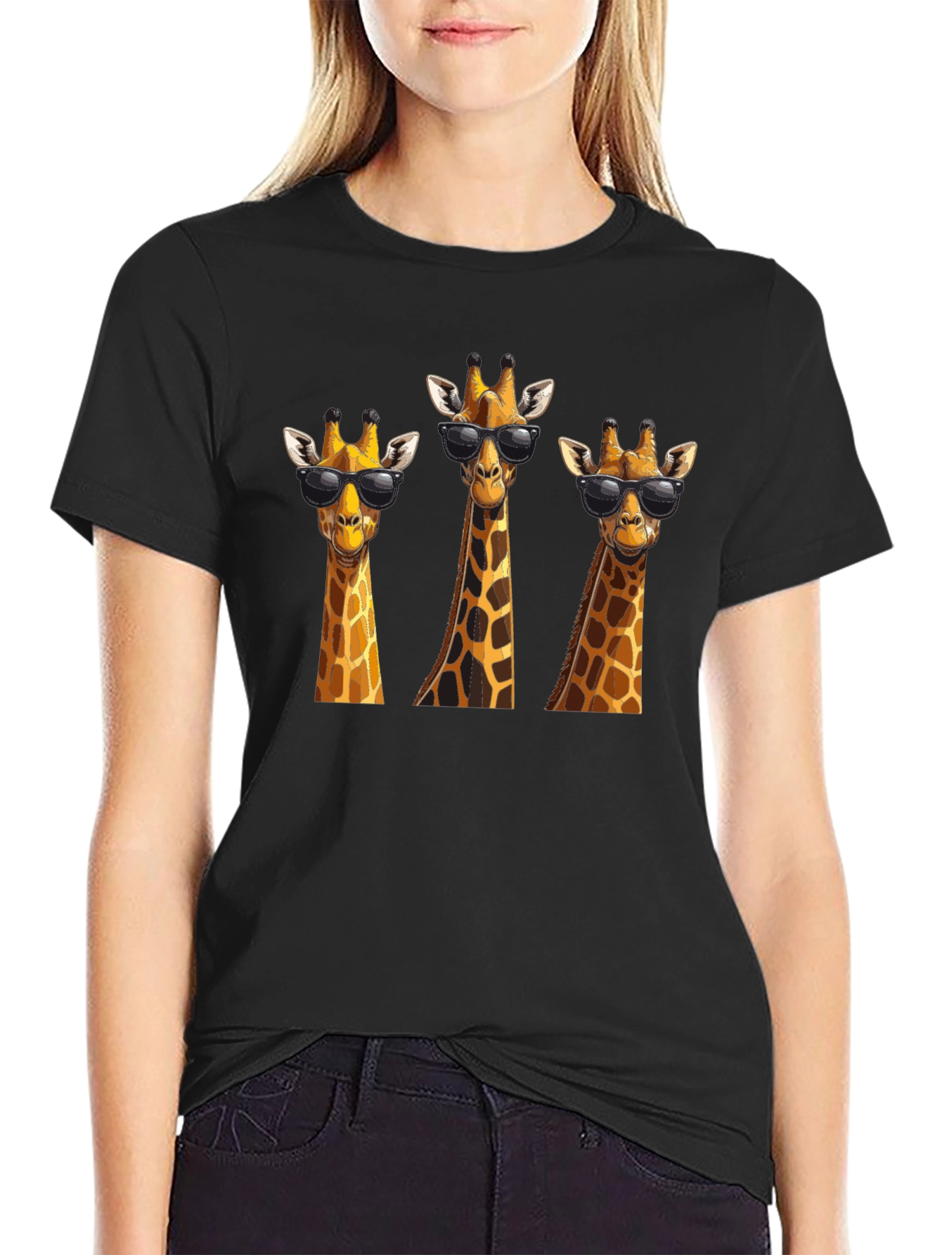 Cool Giraffe T-Shirt - Black Graphic Tee