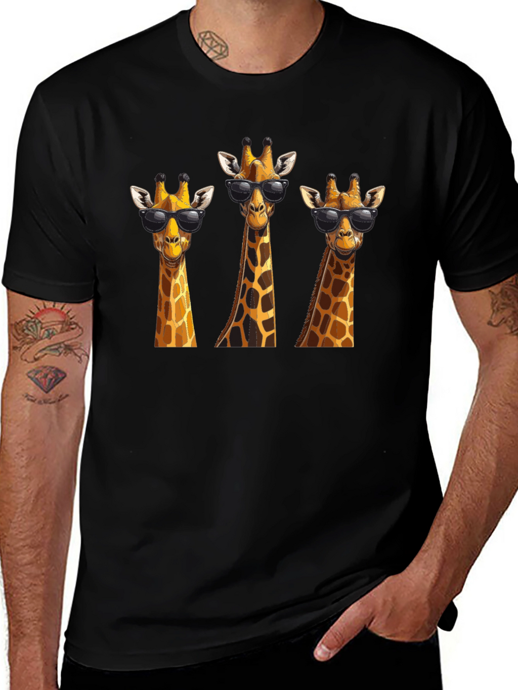 Cool Giraffe T-Shirt - Black Graphic Tee