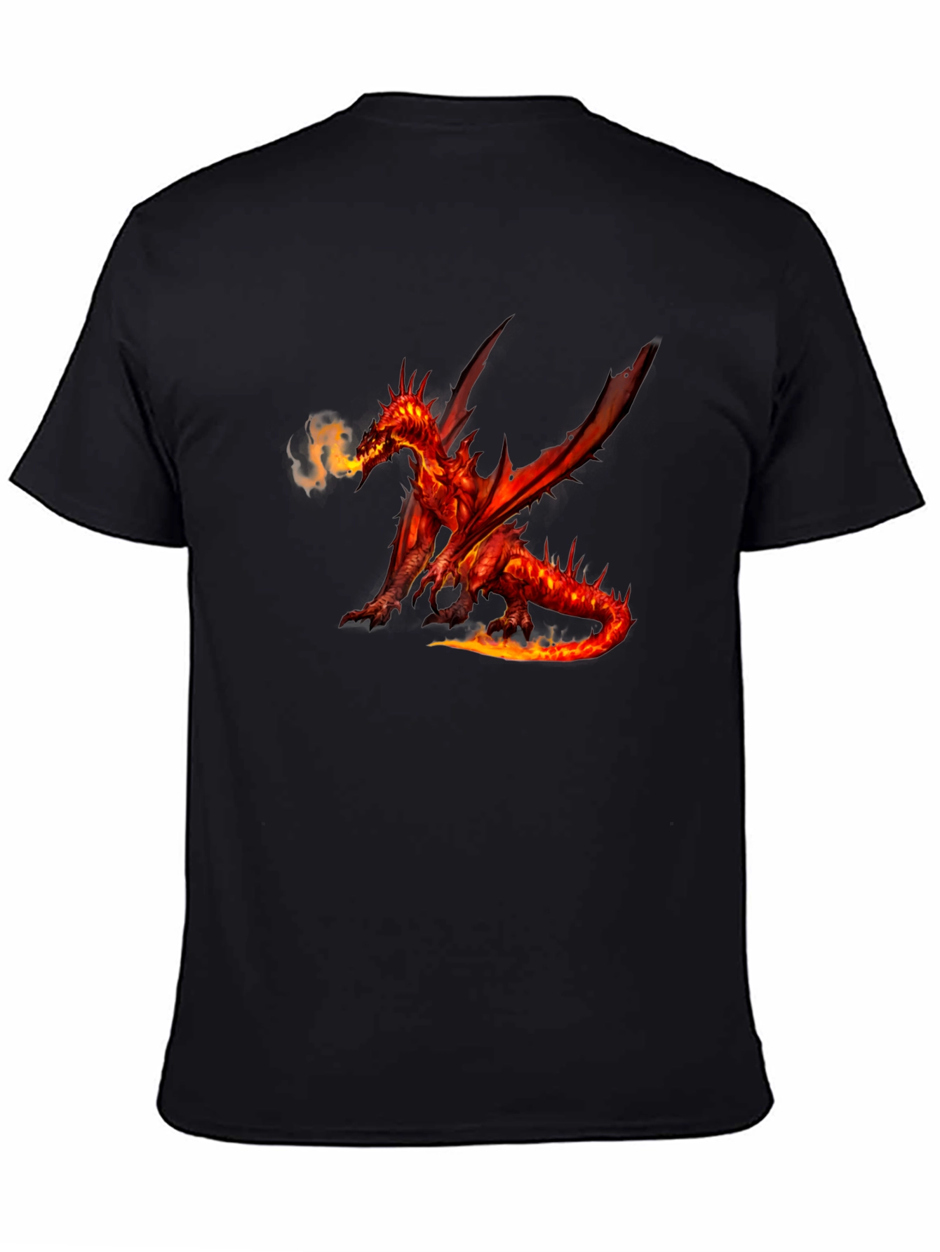 Fiery Dragon Graphic Tee - Black Cotton T-Shirt