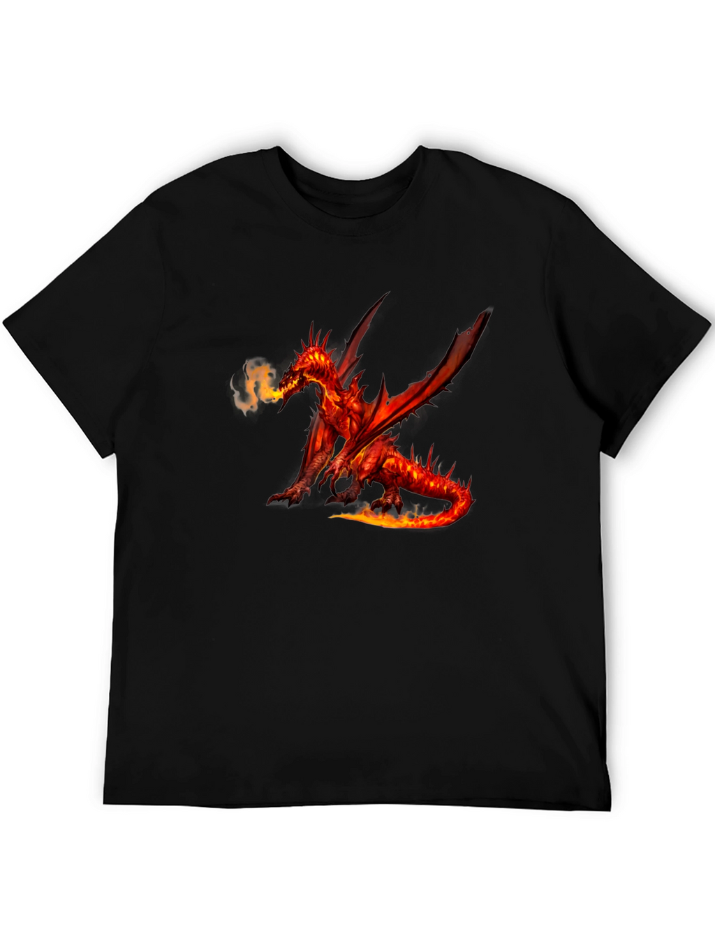Fiery Dragon Graphic Tee - Black Cotton T-Shirt