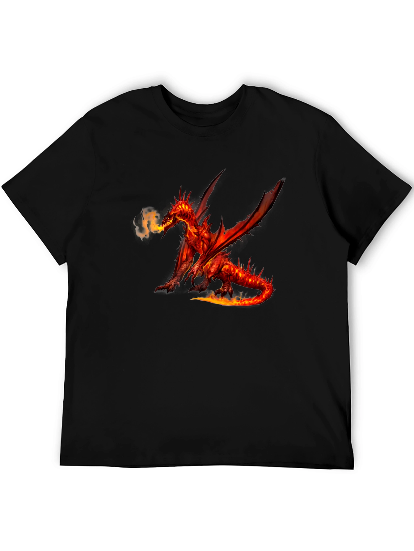 Fiery Dragon Graphic Tee - Black Cotton T-Shirt