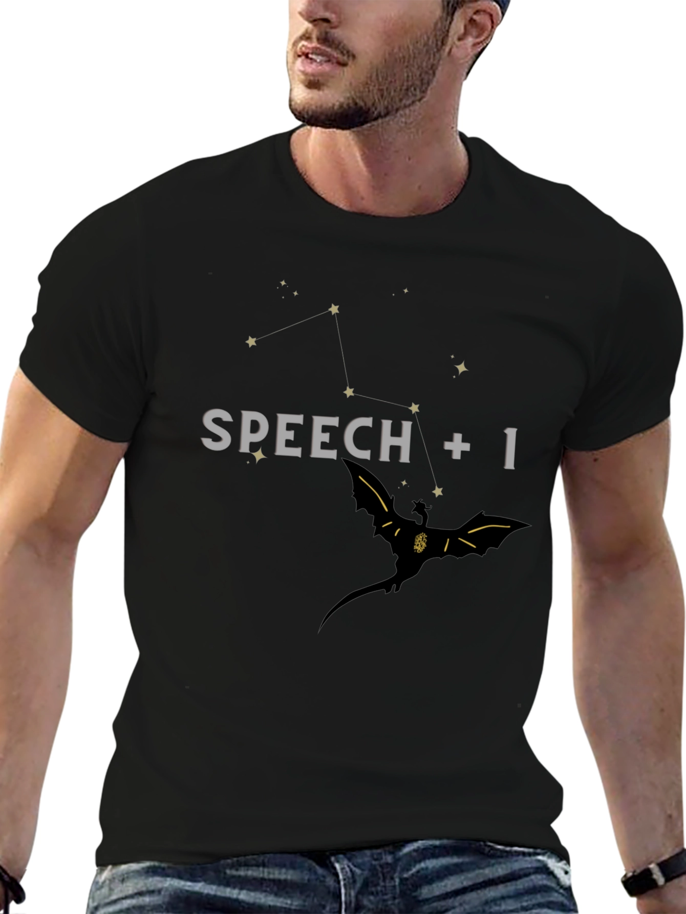 Speech +1 Dragon Graphic T-Shirt - Black