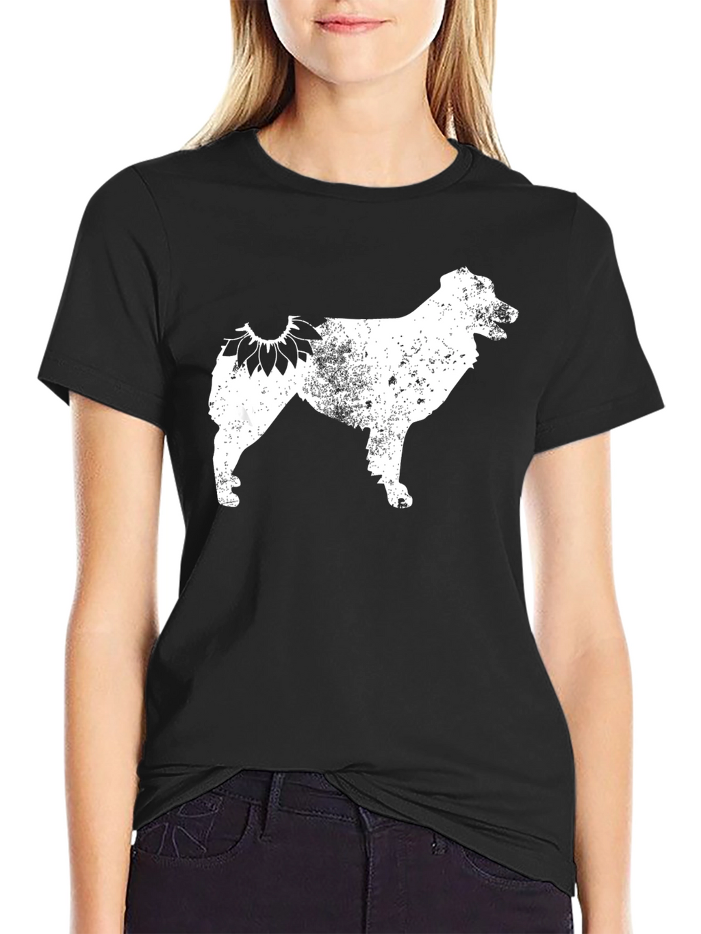 Sunflower Dog Silhouette T-Shirt – Rustic Dog Lover Tee