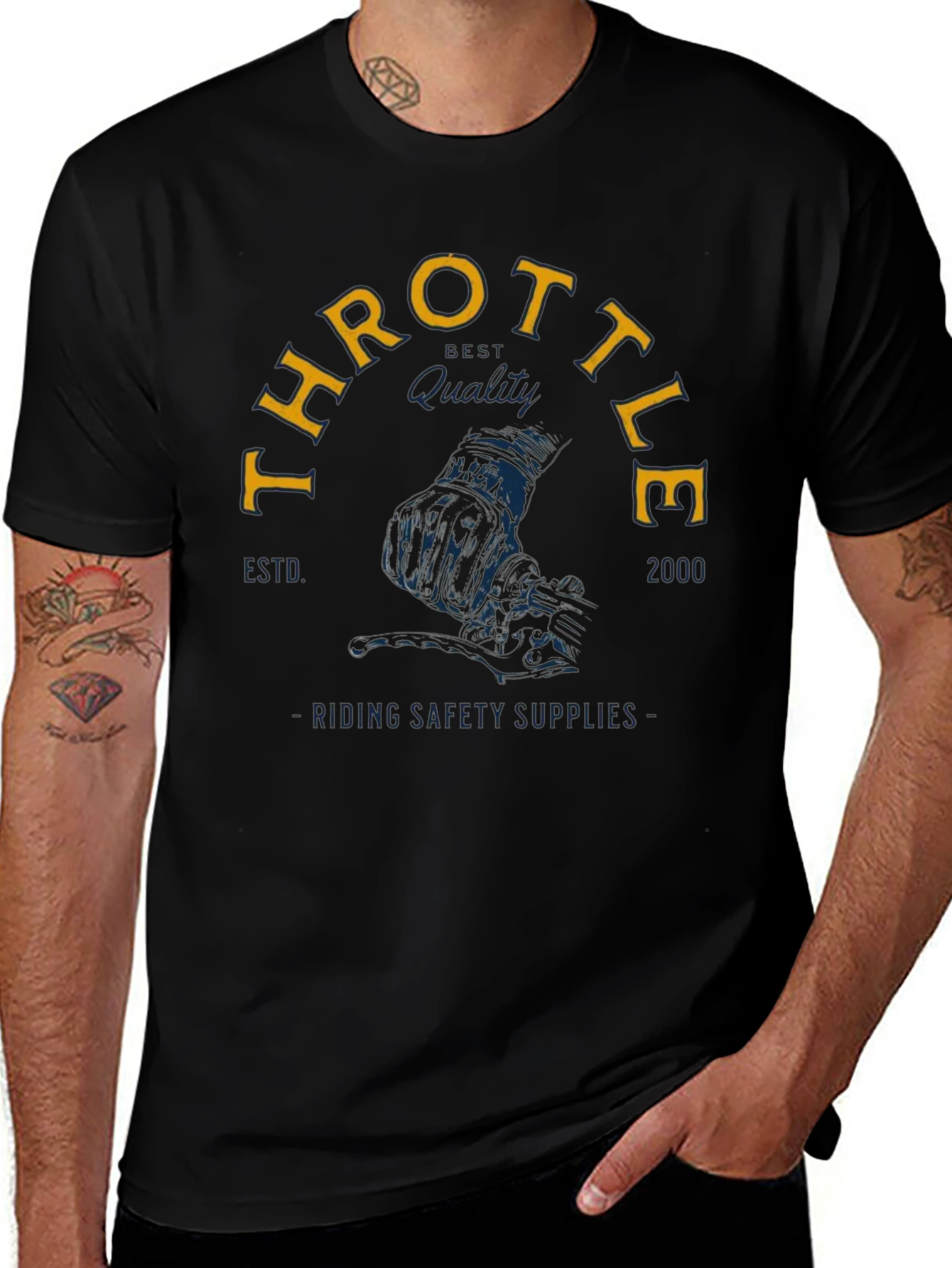 Throttle Rider Graphic Tee - Black Cotton