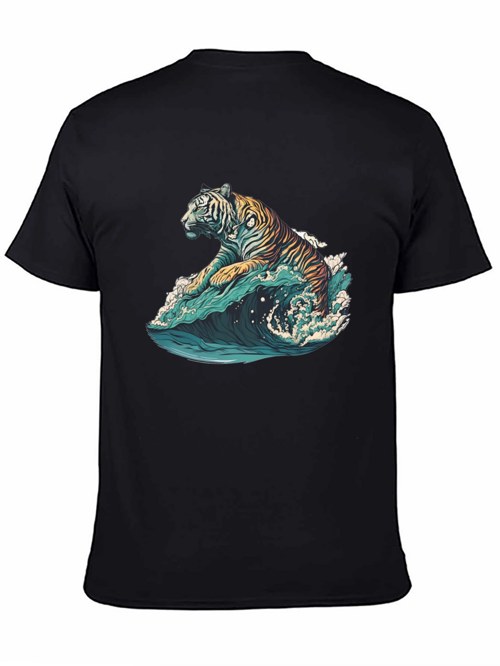 Tiger Wave Graphic Tee - Black