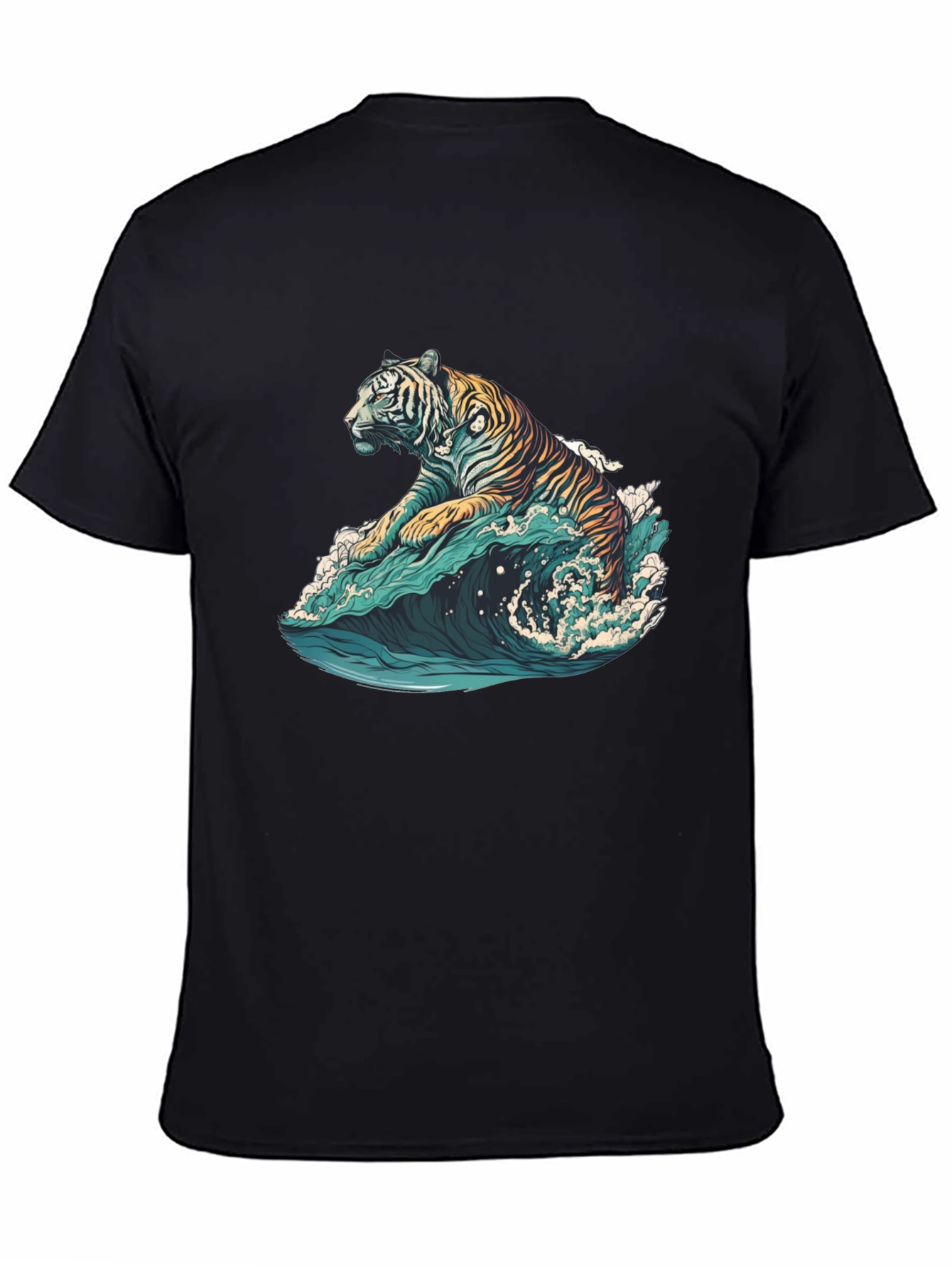 Tiger Wave Graphic Tee - Black