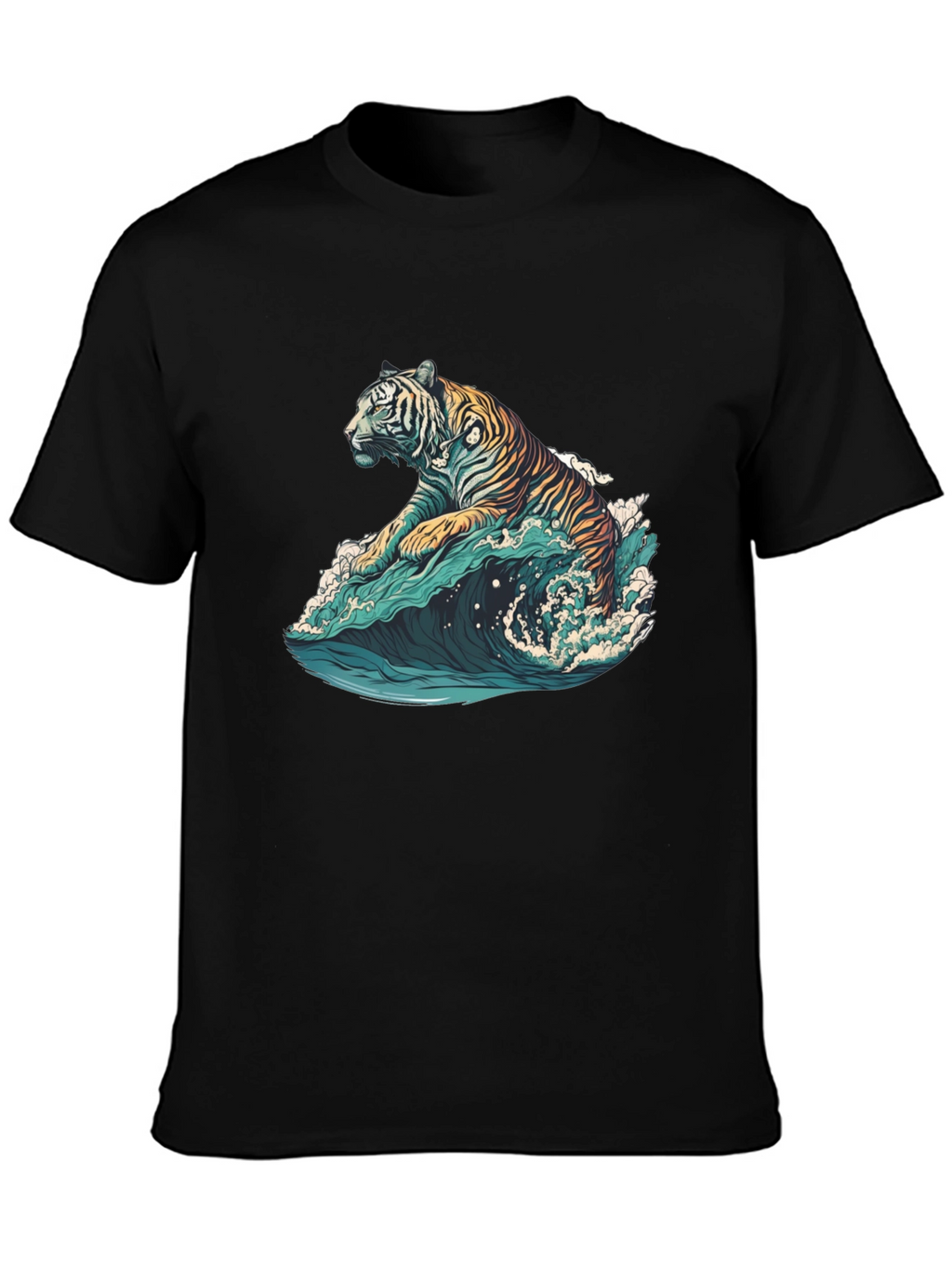Tiger Wave Graphic Tee - Black