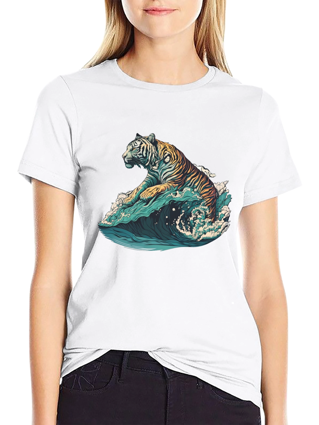 Tiger Wave Graphic Tee - Black