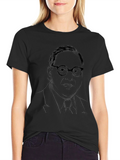 Mens Black T-Shirt with Portrait Graphic