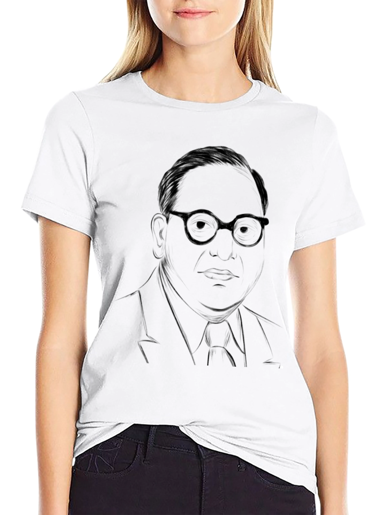 Mens Black T-Shirt with Portrait Graphic