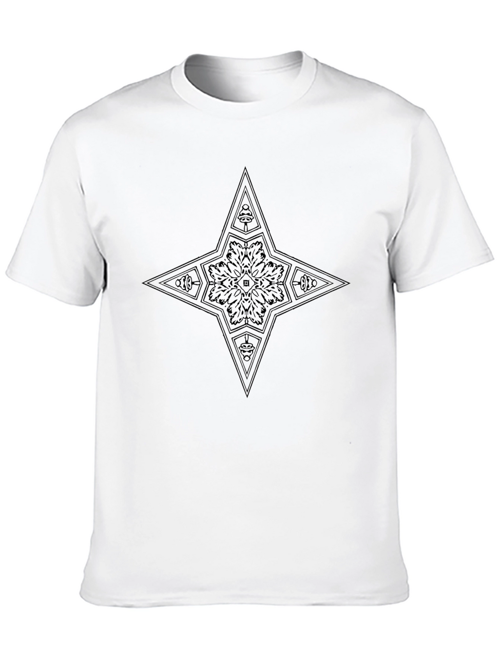 Geometric Star Graphic Tee - Black Cotton Blend