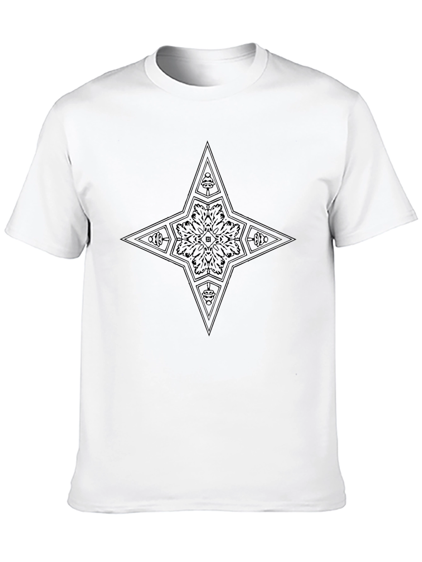 Geometric Star Graphic Tee - Black Cotton Blend