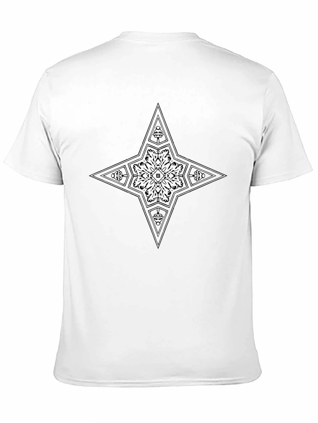 Geometric Star Graphic Tee - Black Cotton Blend