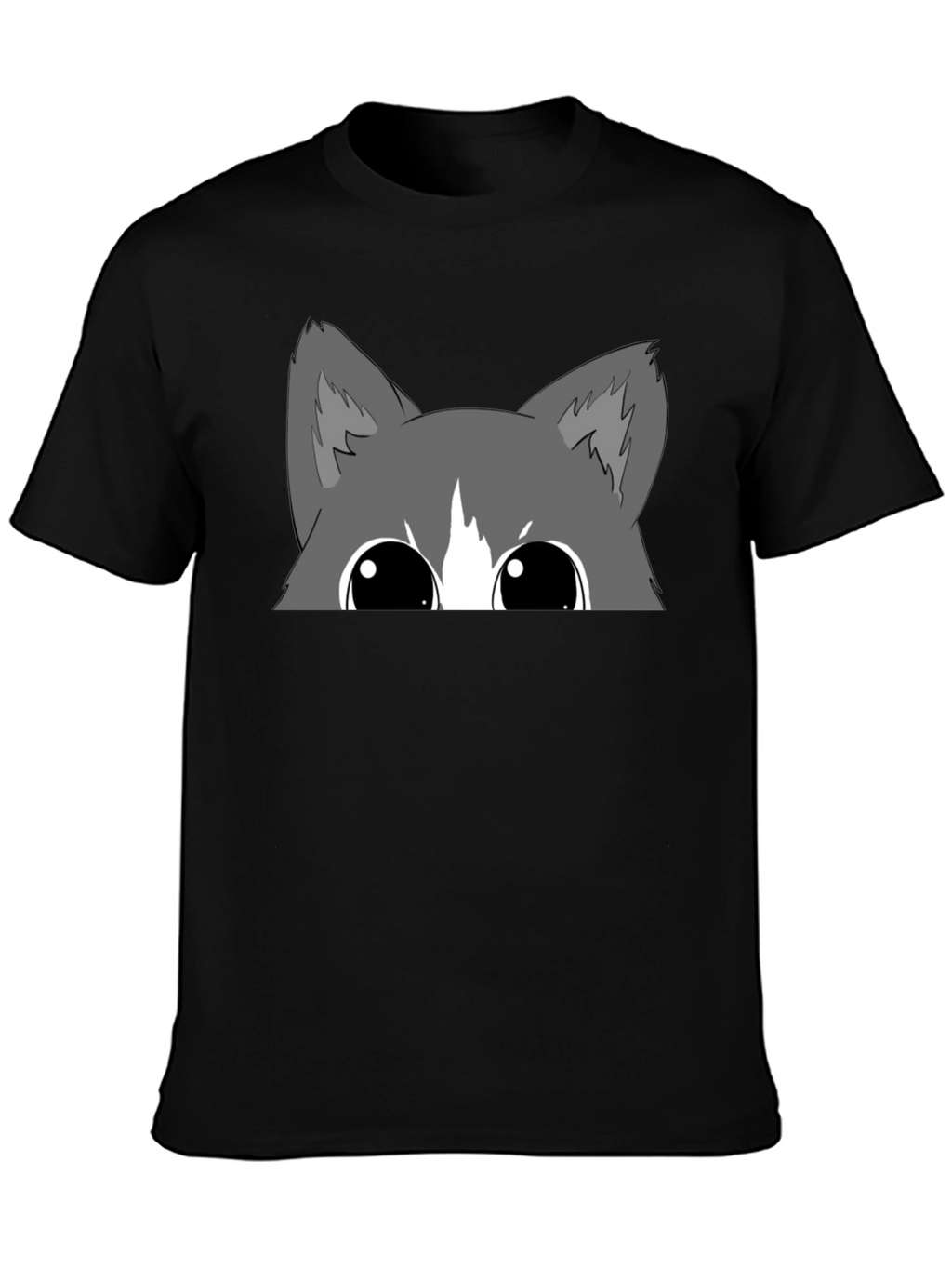Peek-a-Boo Cat Graphic Tee - Black Cotton Blend