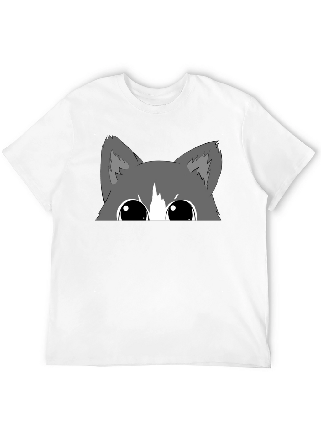Peek-a-Boo Cat Graphic Tee - Black Cotton Blend