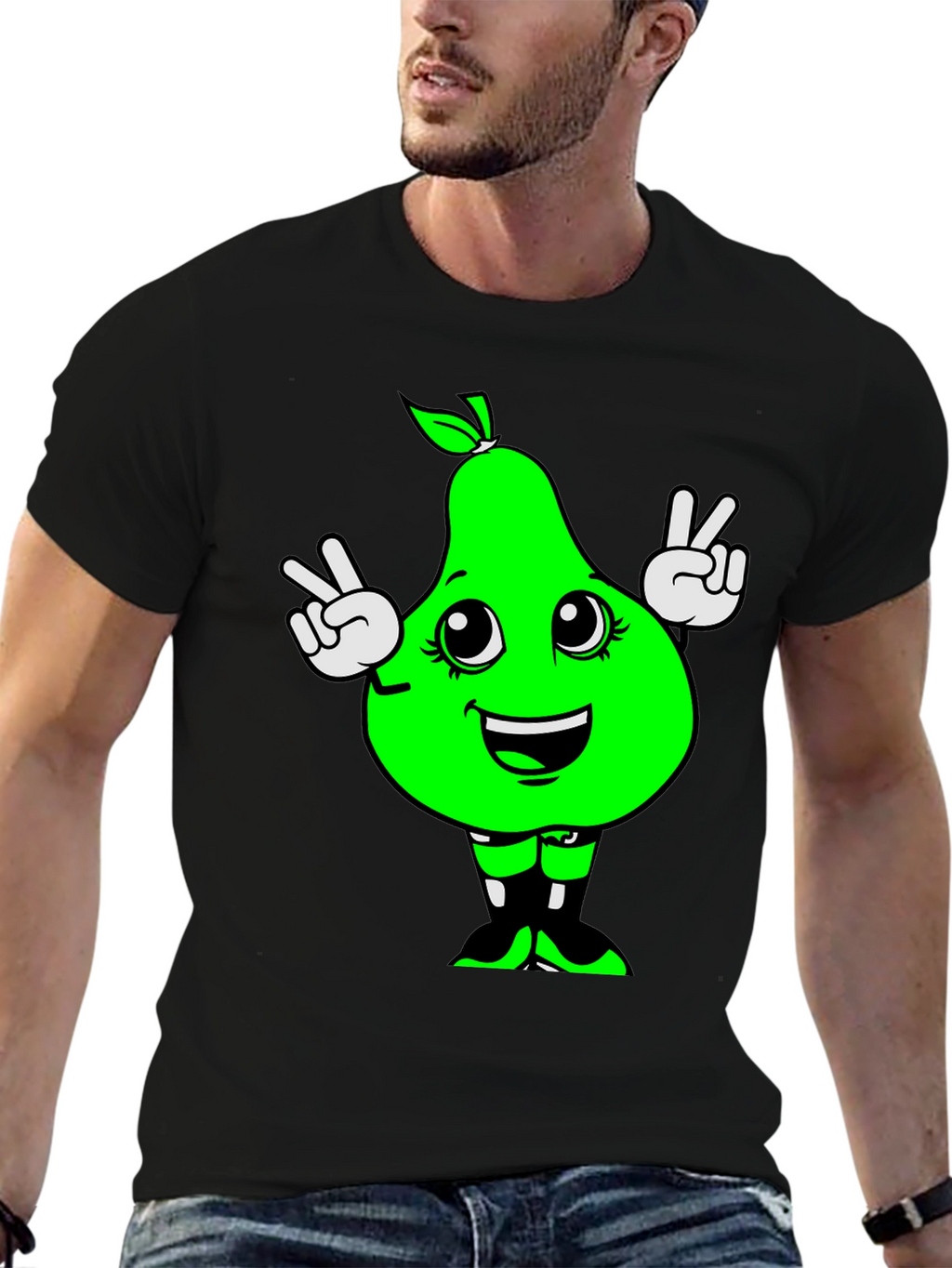 Funny Pear Peace Sign Graphic Tee