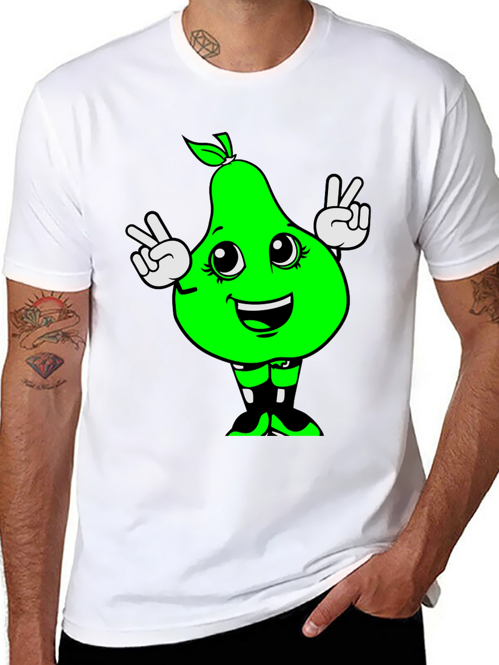 Funny Pear Peace Sign Graphic Tee