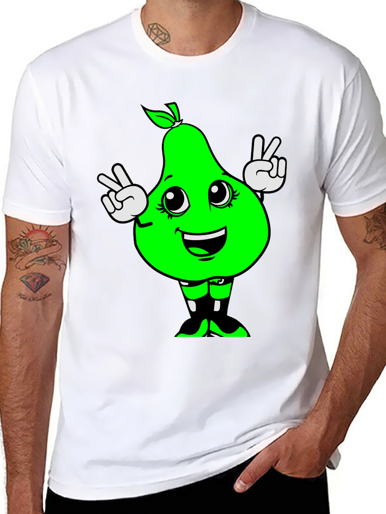 Funny Pear Peace Sign Graphic Tee