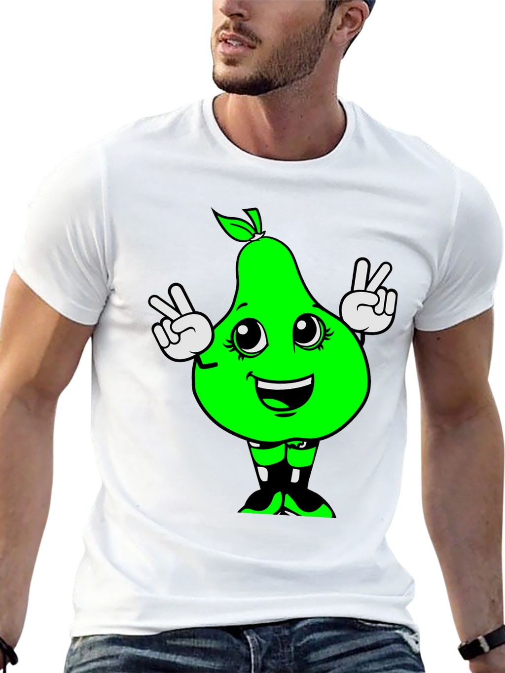 Funny Pear Peace Sign Graphic Tee