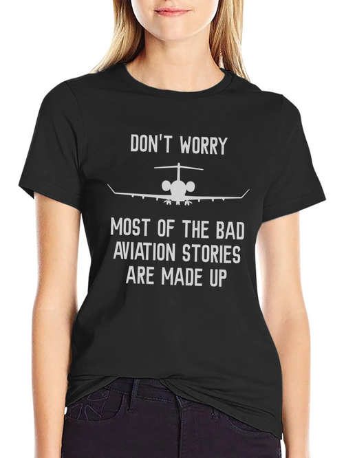 Aviation Stories Tee: Dont Worry - Black Graphic T-Shirt