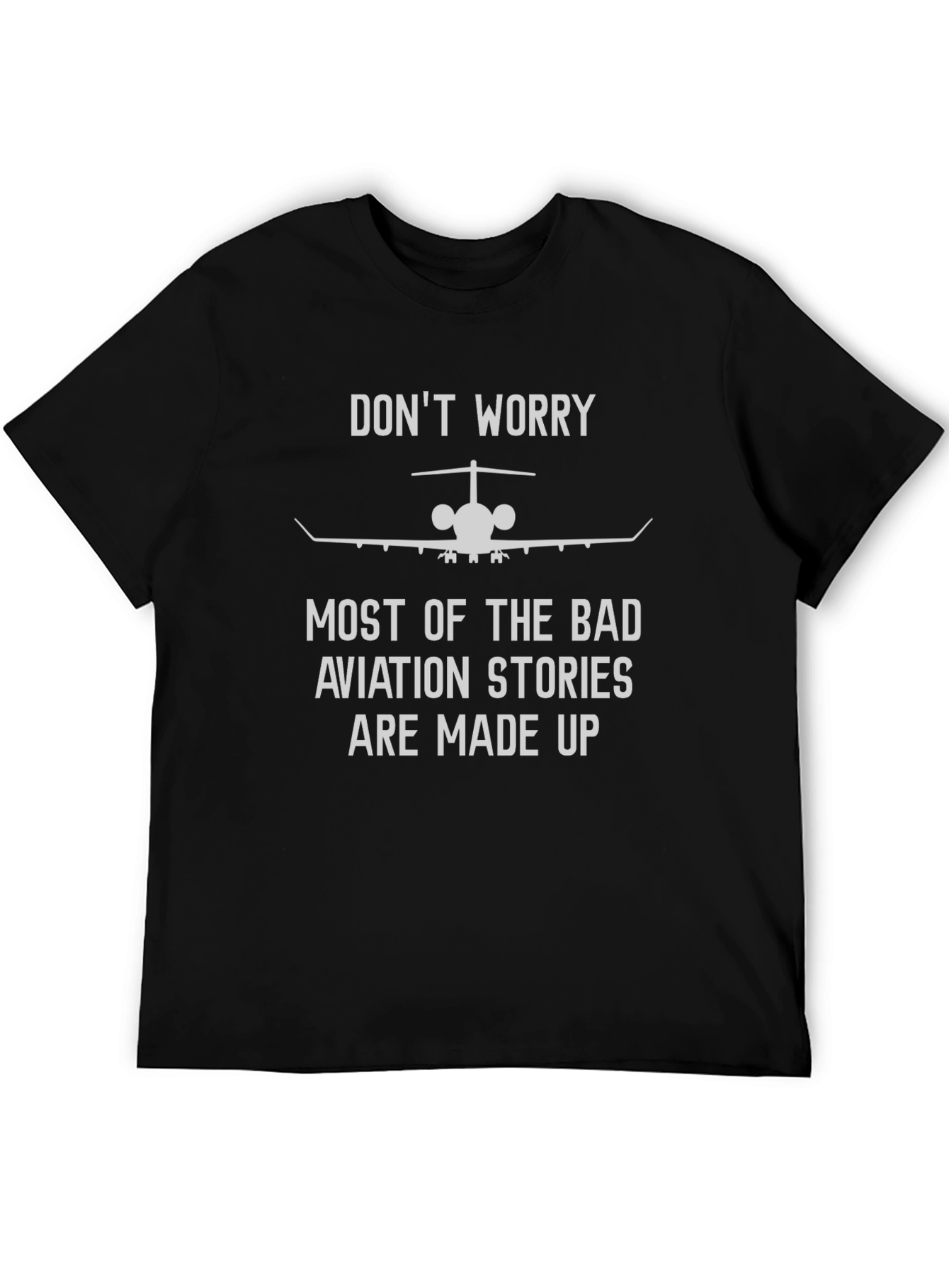 Aviation Stories Tee: Dont Worry - Black Graphic T-Shirt