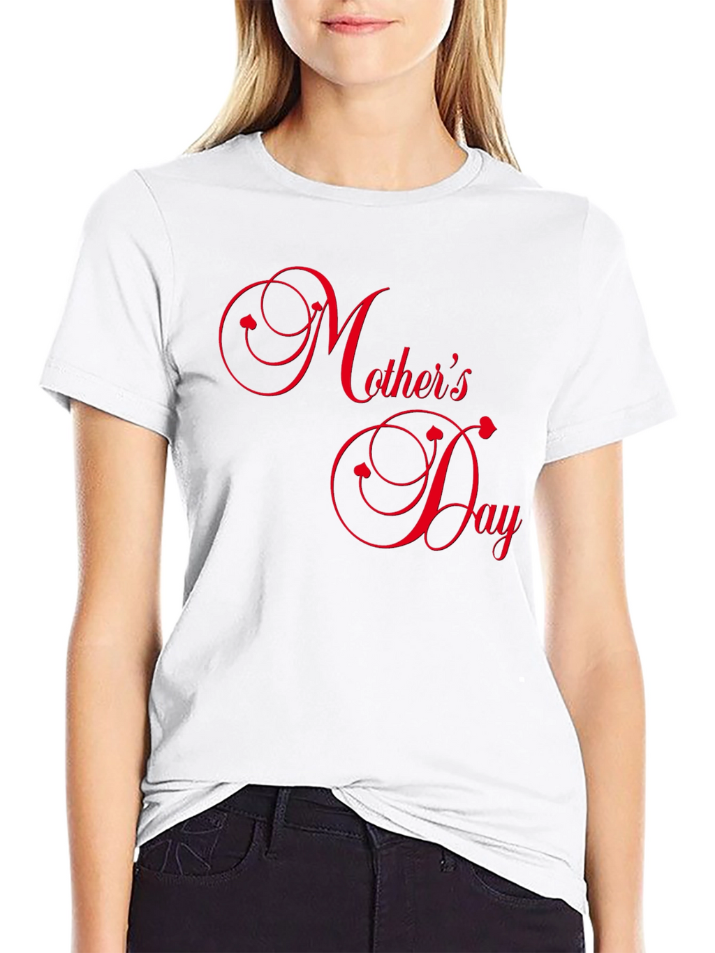 Mothers Day Black Tee with Red Text
