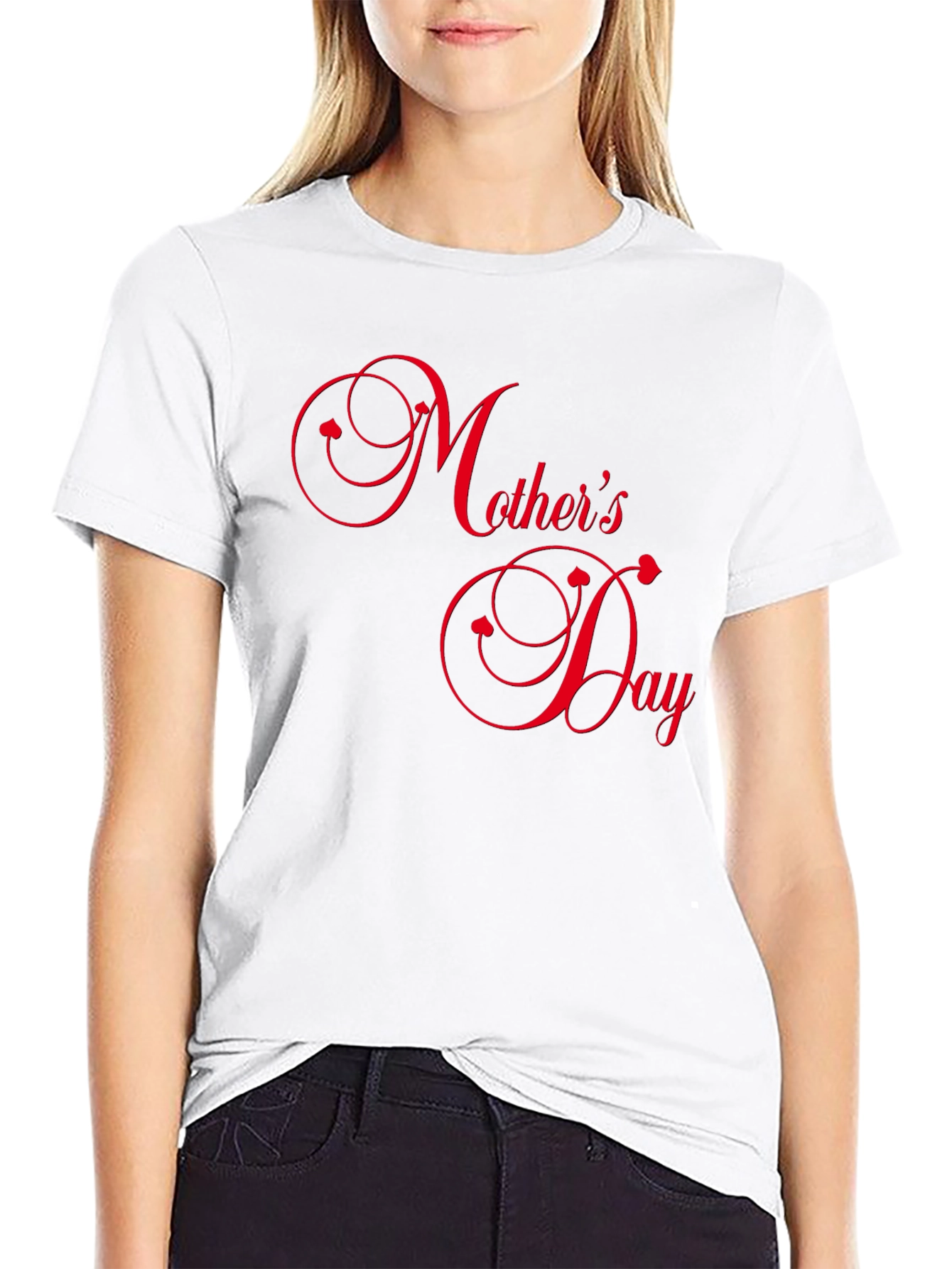 Mothers Day Black Tee with Red Text