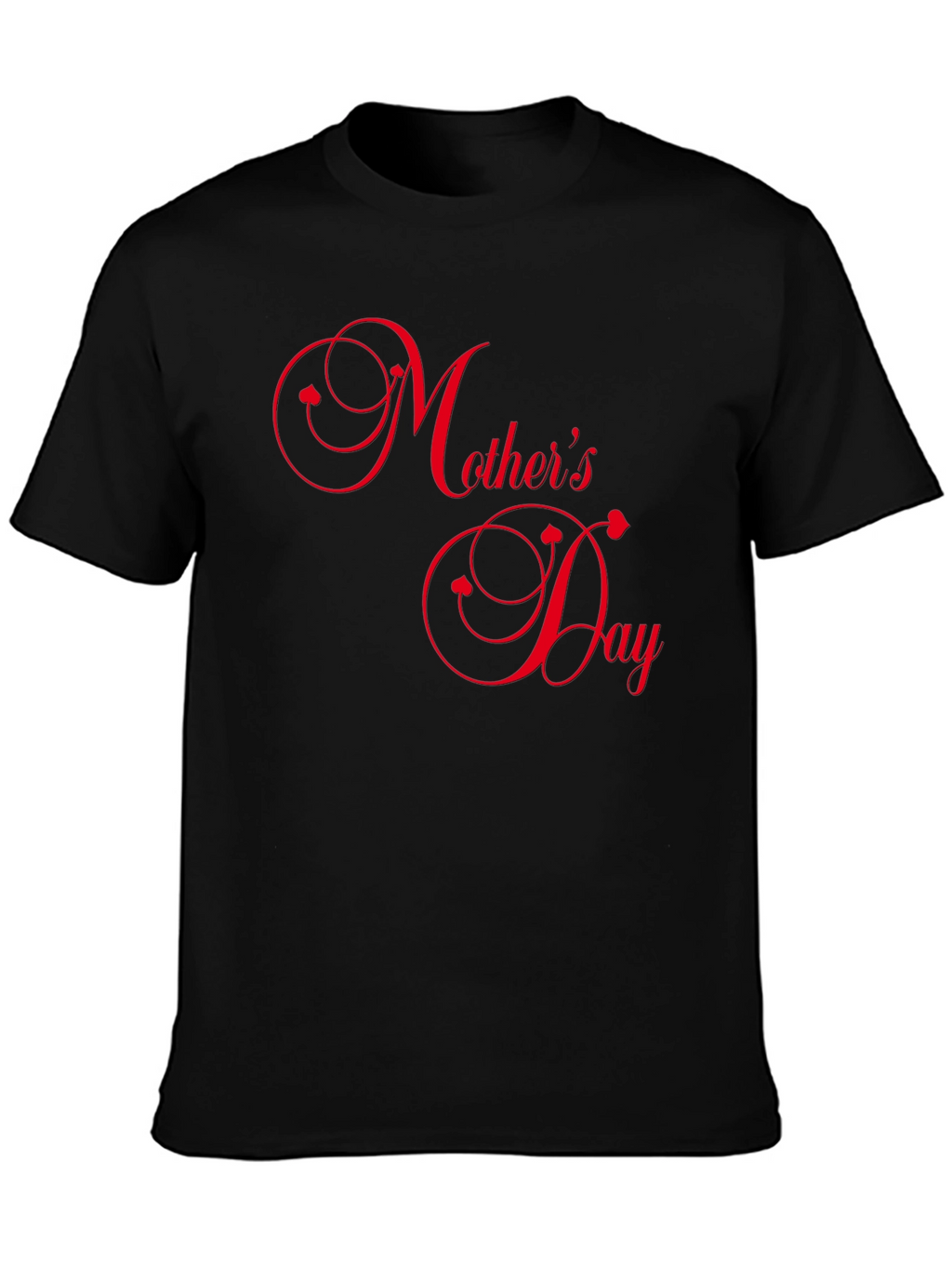 Mothers Day Black Tee with Red Text