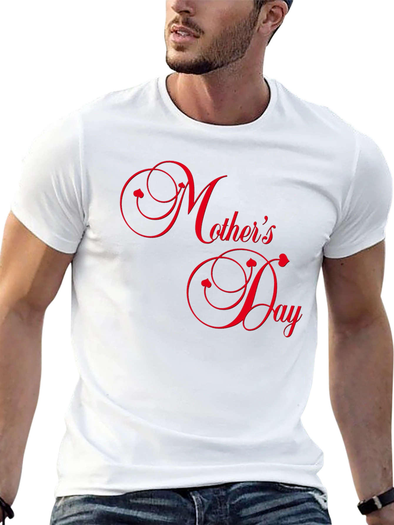 Mothers Day Black Tee with Red Text