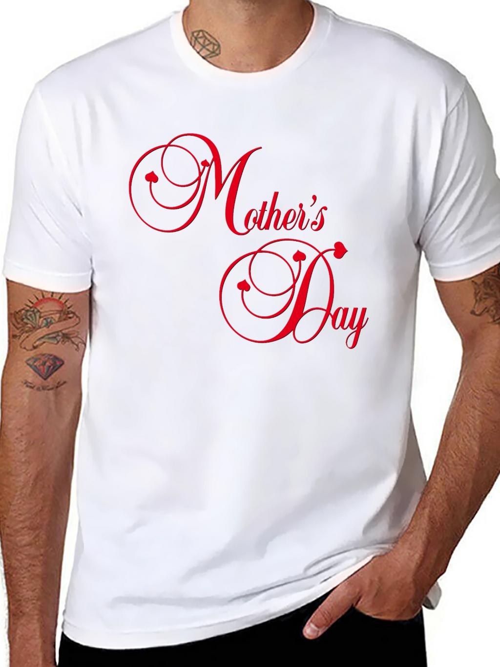 Mothers Day Black Tee with Red Text