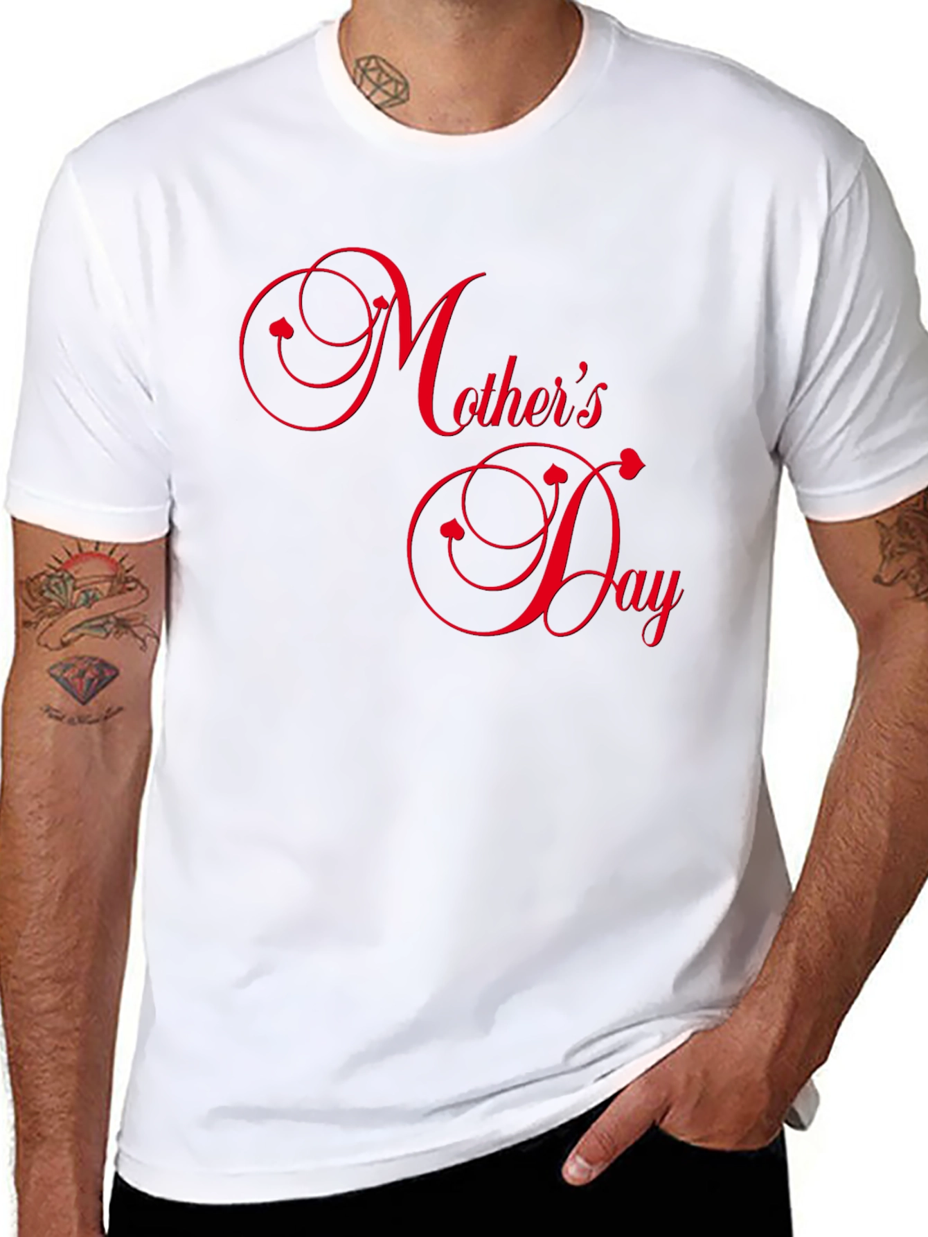 Mothers Day Black Tee with Red Text