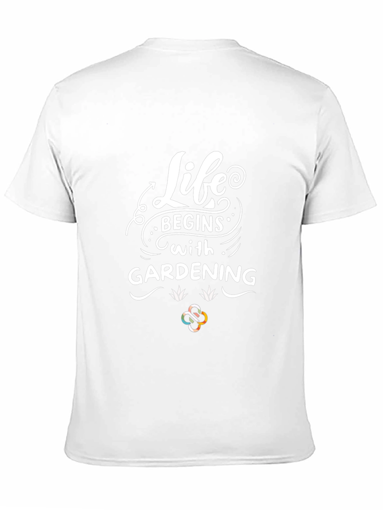 Life Begins With Gardening Black Cotton Graphic Tee