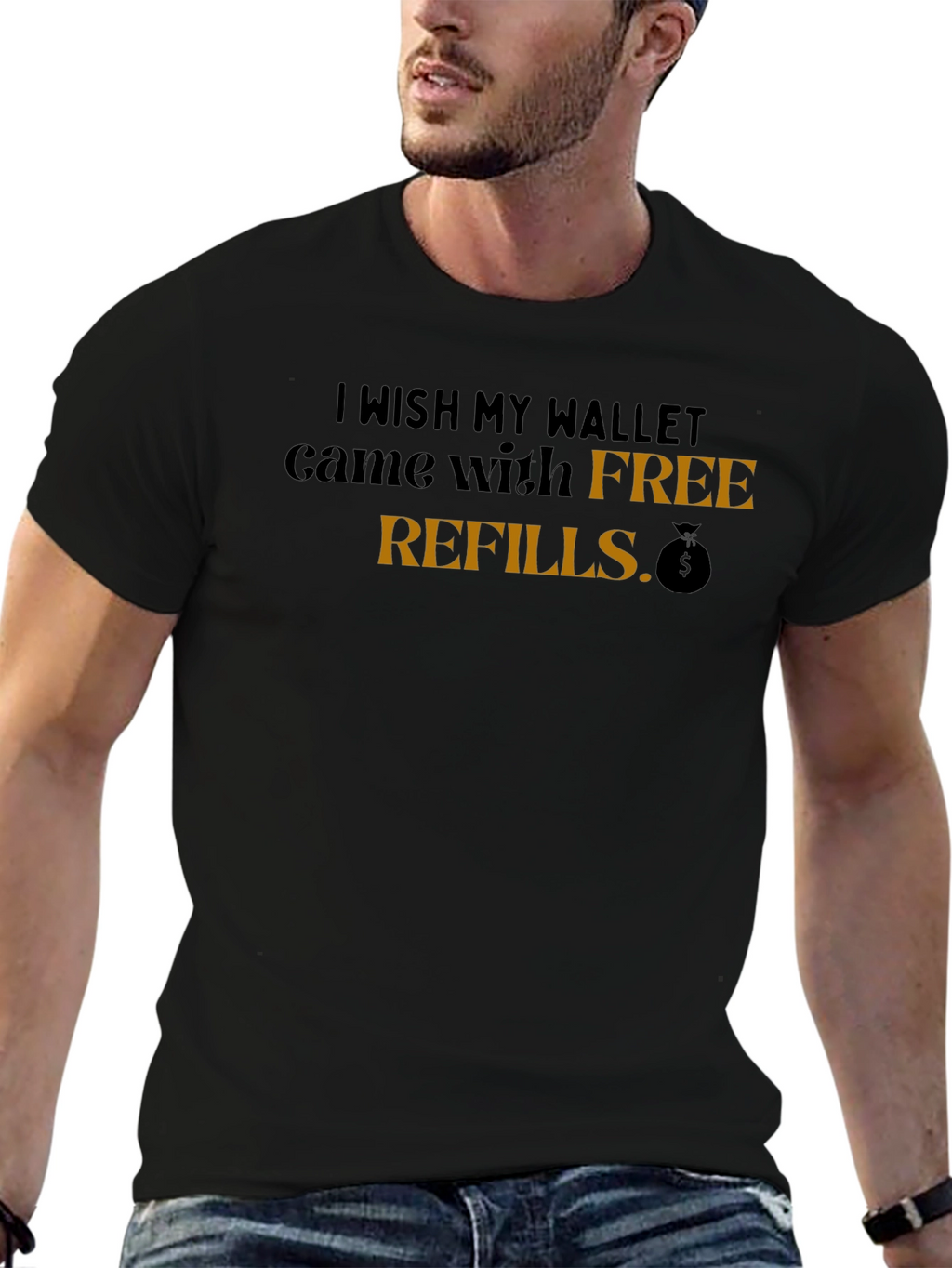 Humorous Free Refills Graphic Tee