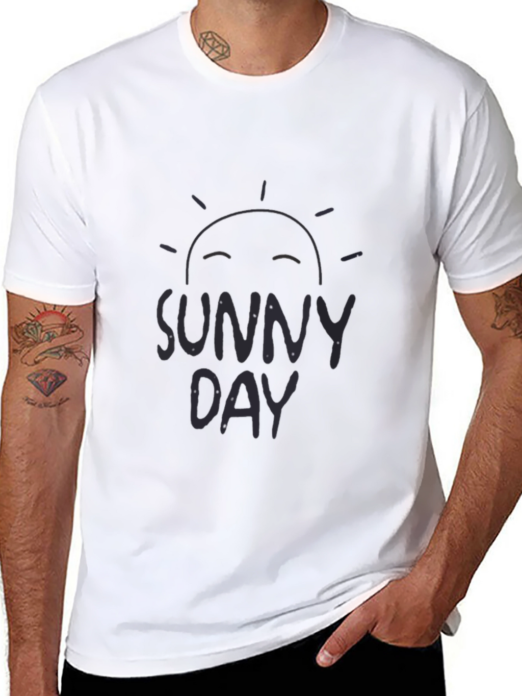 Sunny Day Graphic Tee - Black Cotton Comfort