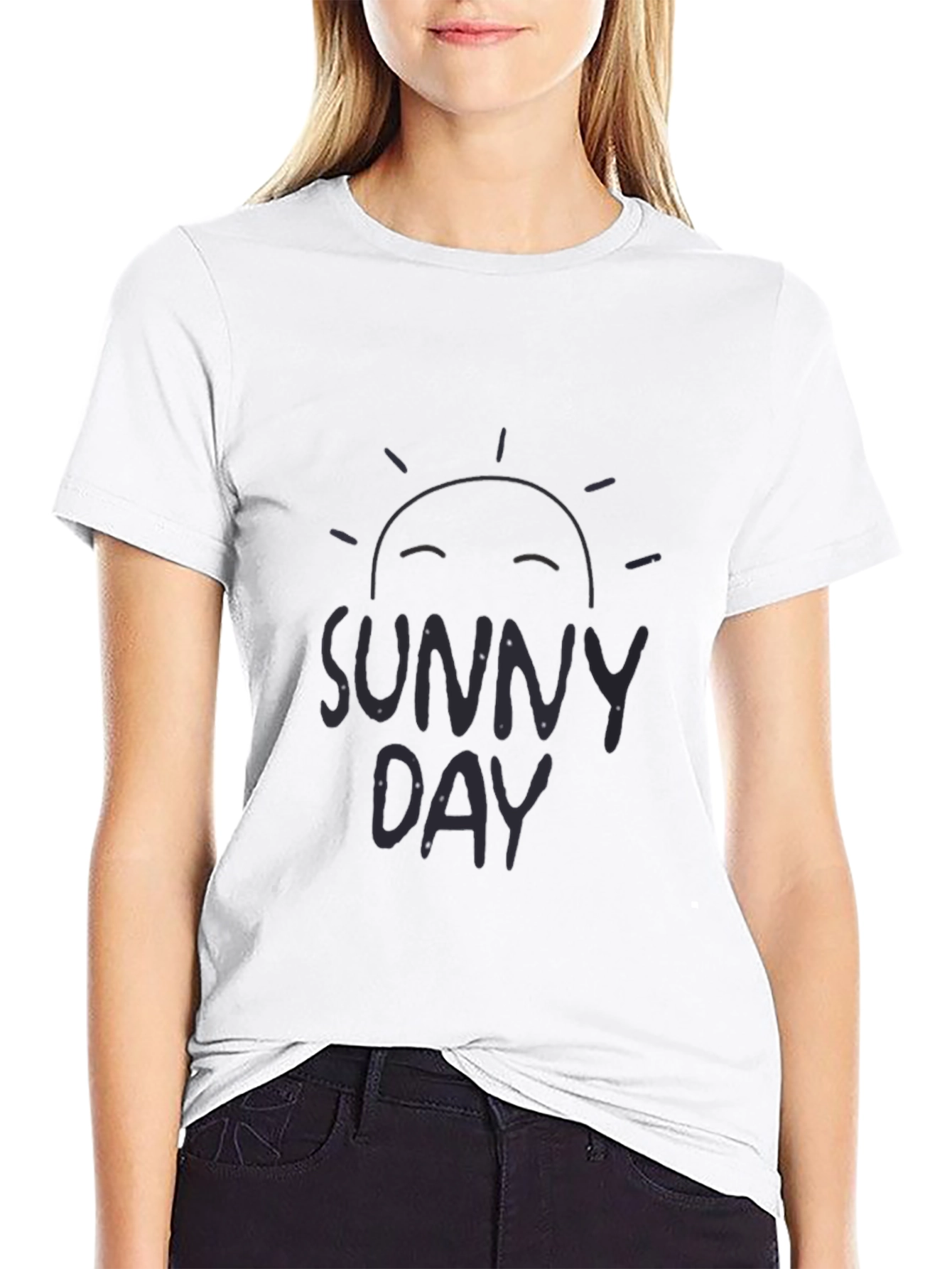 Sunny Day Graphic Tee - Black Cotton Comfort
