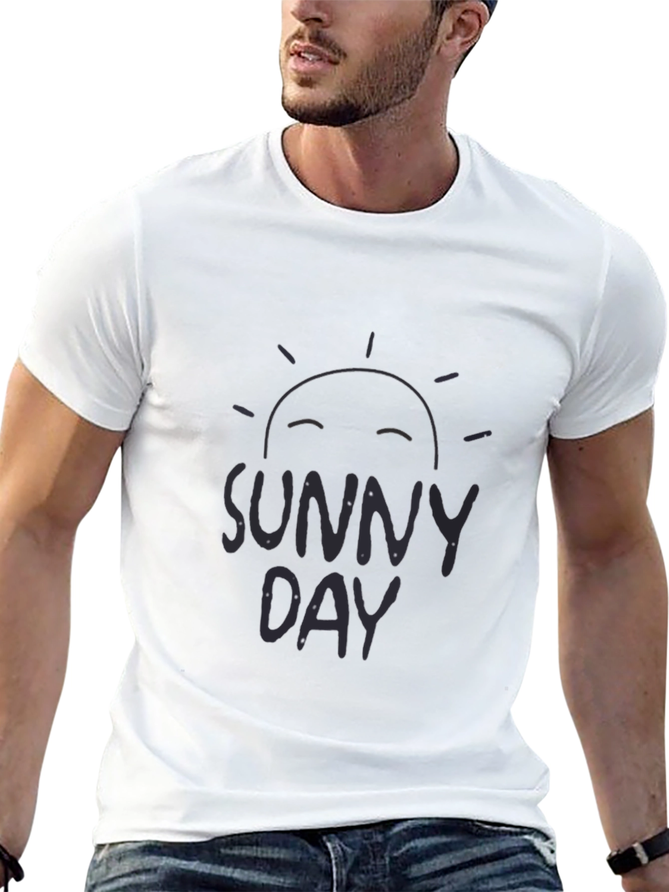 Sunny Day Graphic Tee - Black Cotton Comfort
