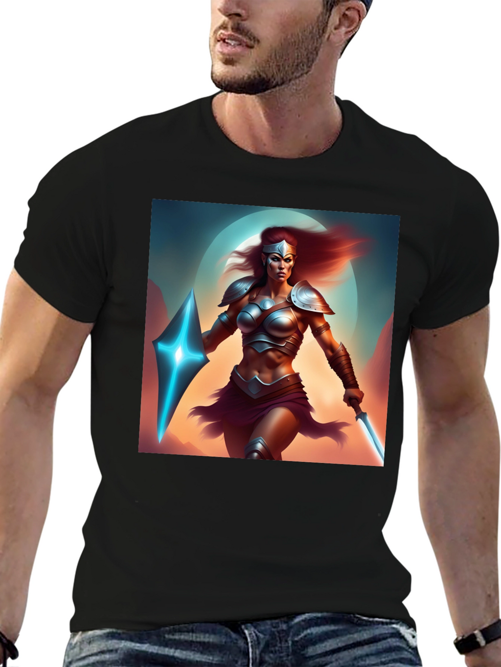 Warrior Woman Graphic Black T-Shirt