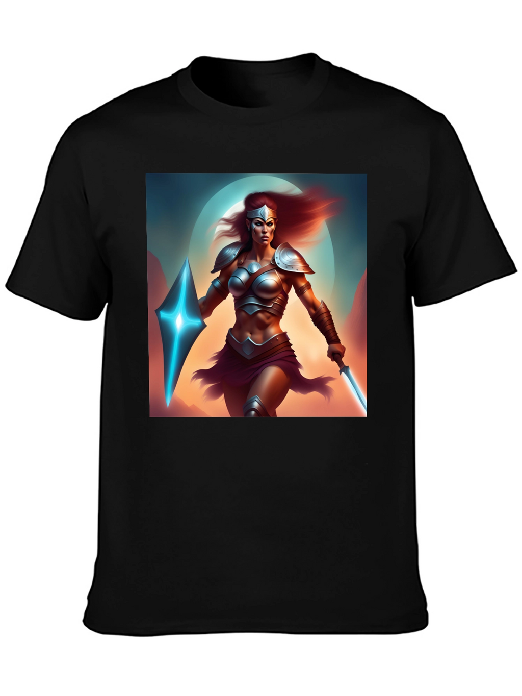 Warrior Woman Graphic Black T-Shirt