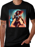 Warrior Woman Graphic Black T-Shirt