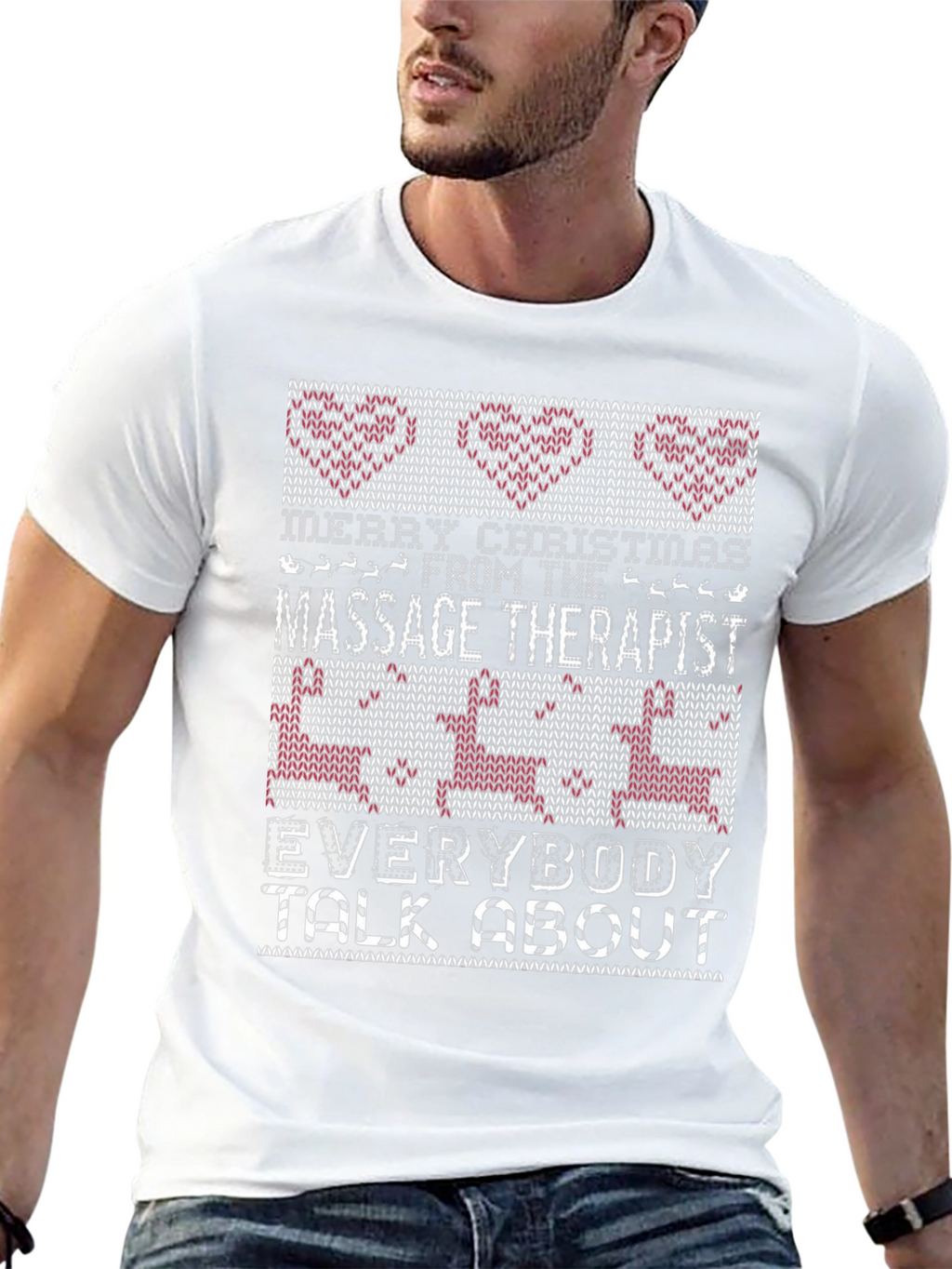 Merry Christmas Massage Therapist Ugly Sweater T-Shirt