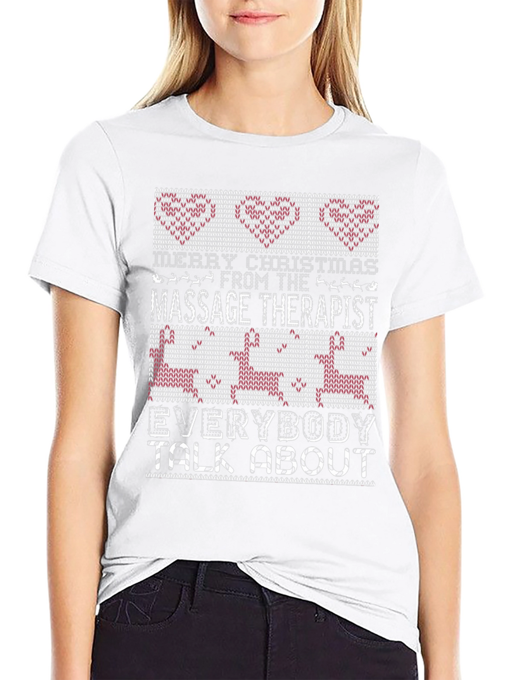 Merry Christmas Massage Therapist Ugly Sweater T-Shirt