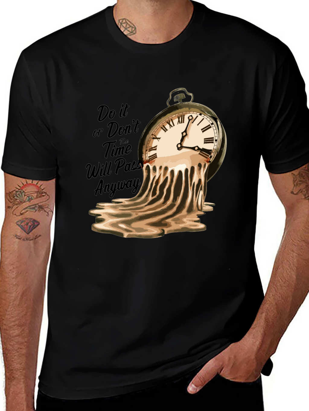 Melting Clock Graphic Tee - Time Flies T-Shirt