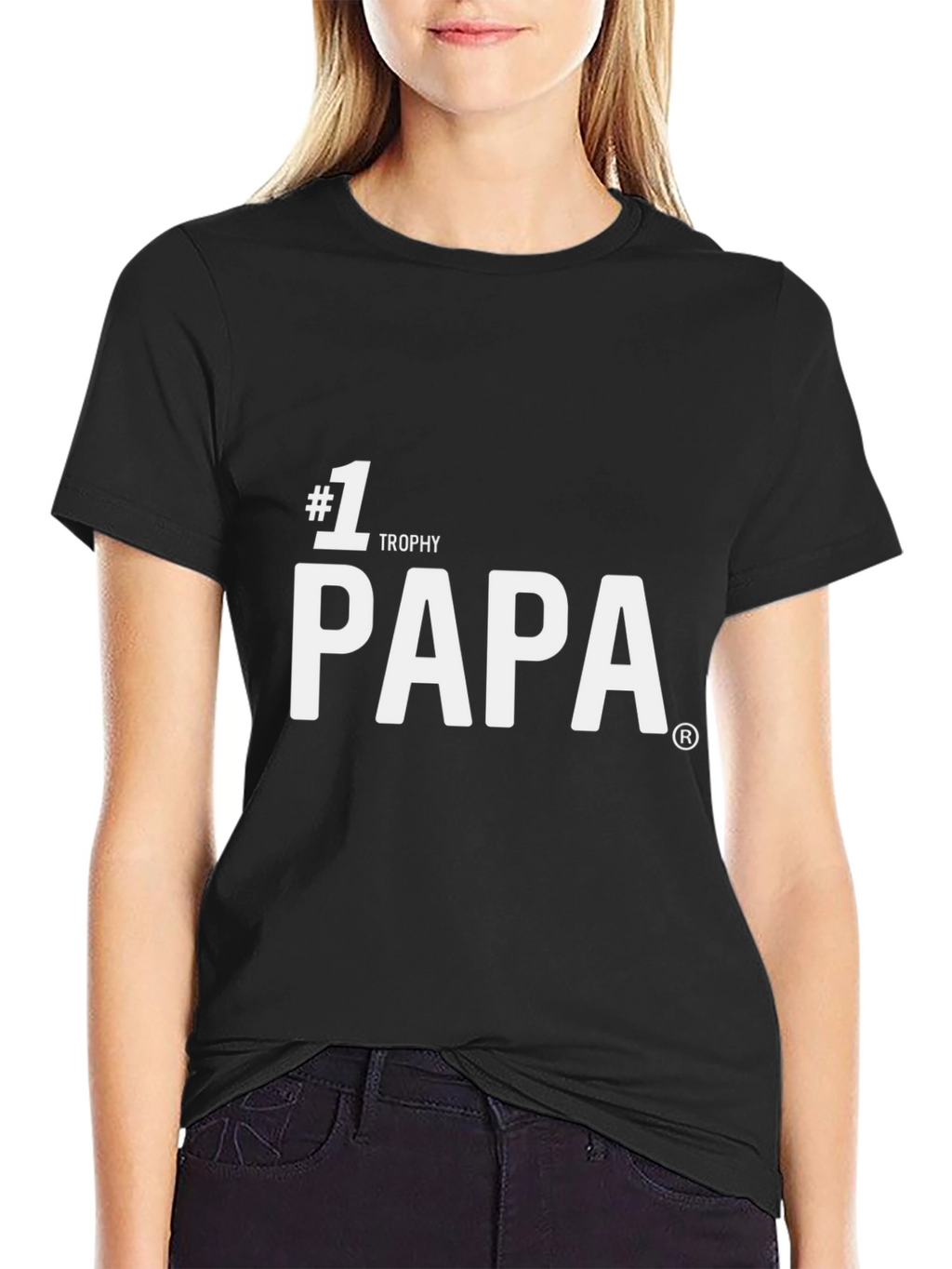 #1 Trophy Papa T-Shirt - Black Cotton Blend