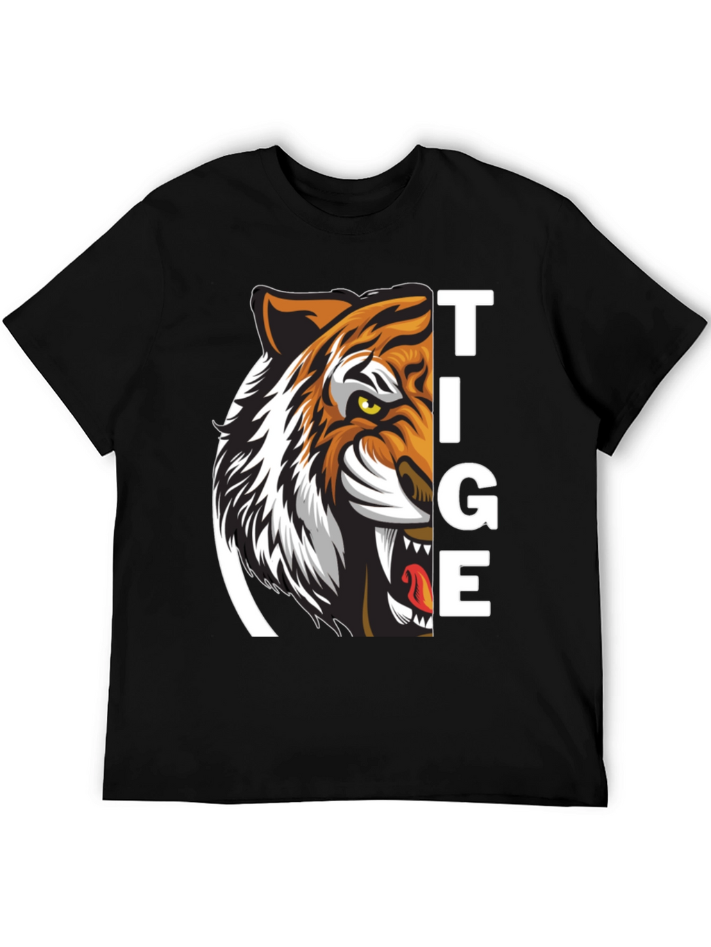Tiger Graphic Print Black T-Shirt for Men