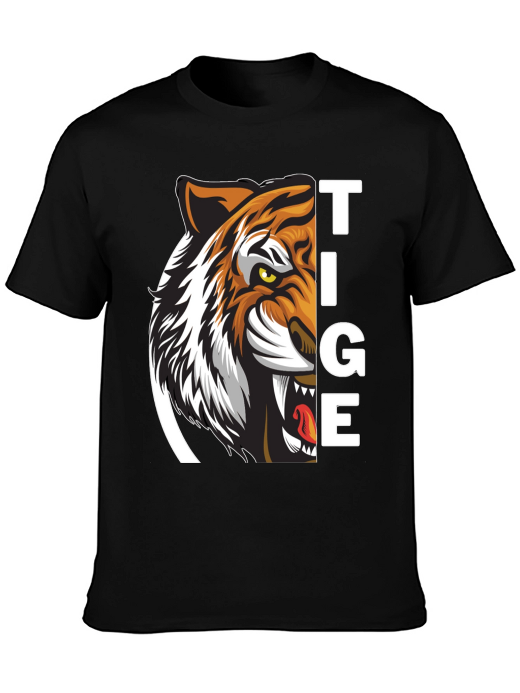 Tiger Graphic Print Black T-Shirt for Men