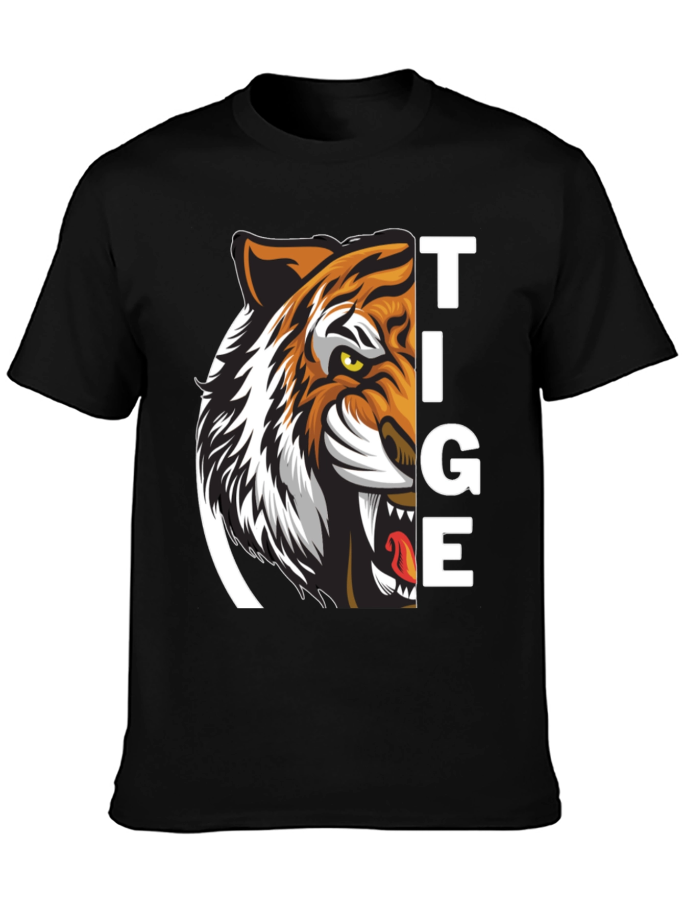Tiger Graphic Print Black T-Shirt for Men