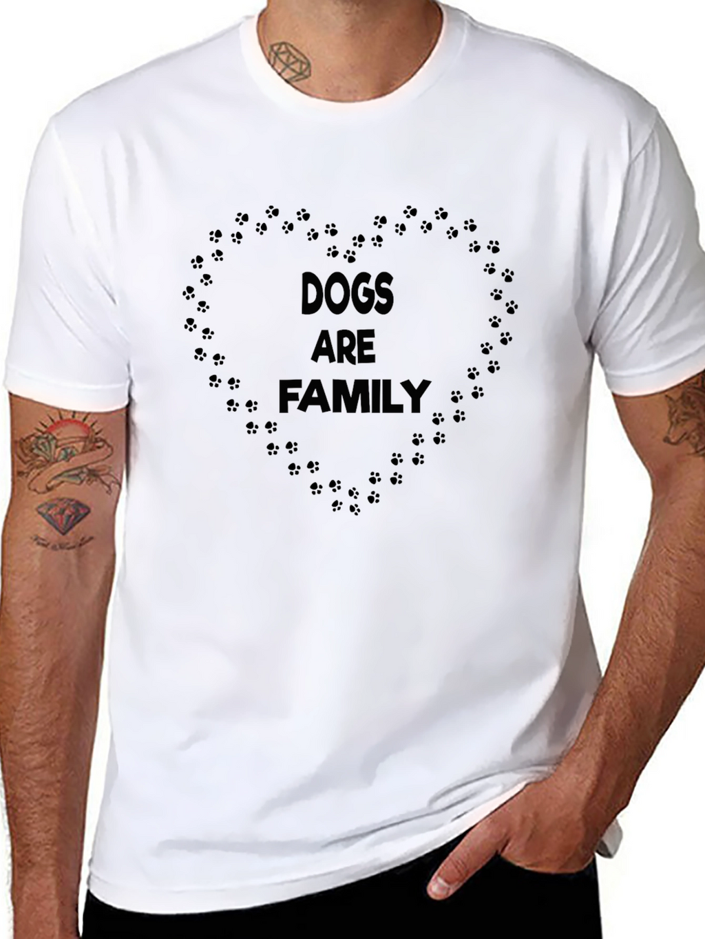 Dogs are Family T-Shirt Paw Print Heart Design