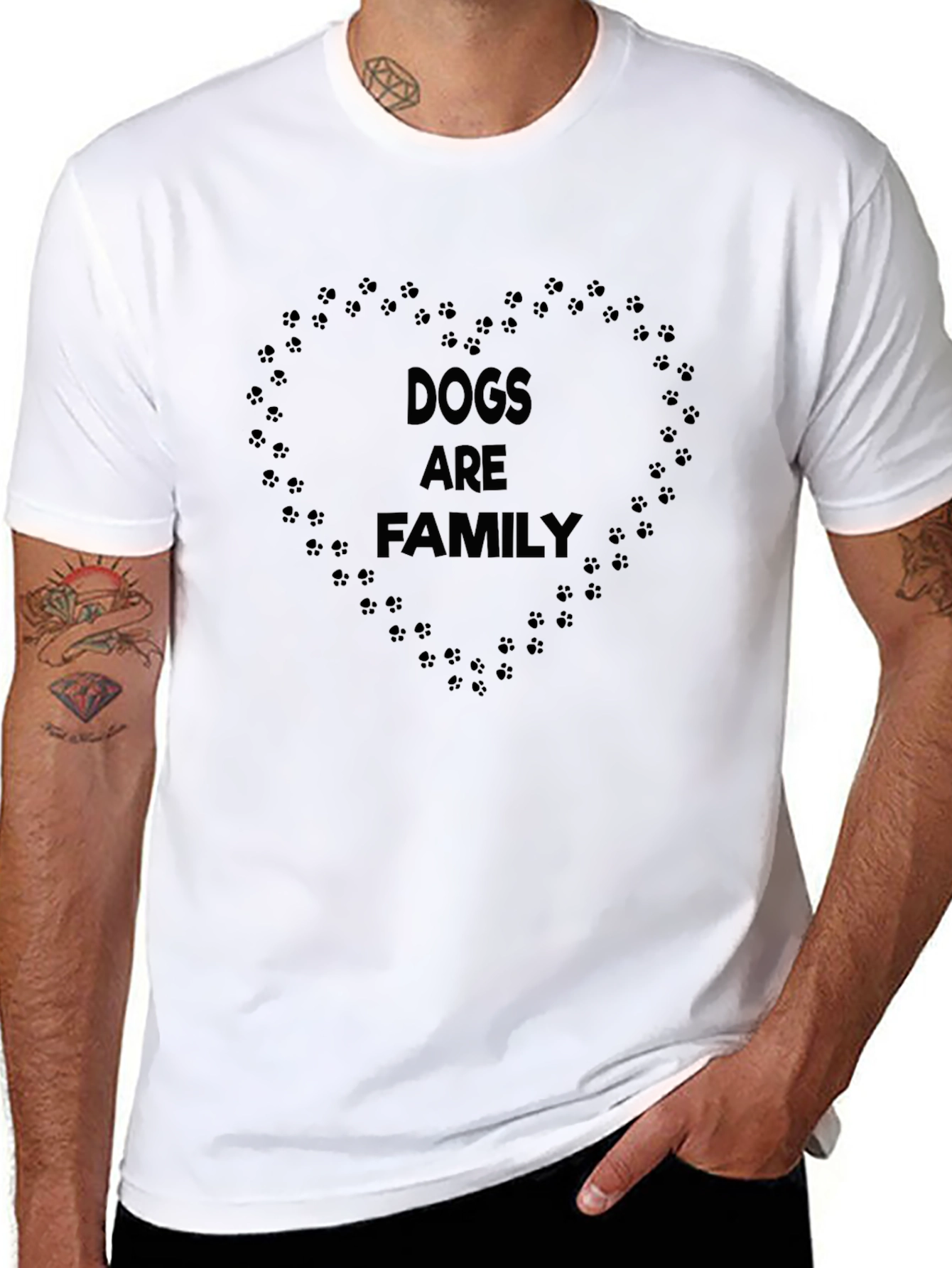 Dogs are Family T-Shirt Paw Print Heart Design