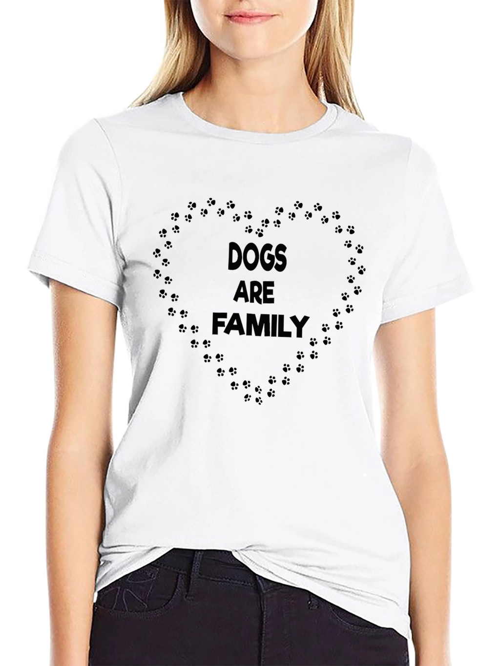 Dogs are Family T-Shirt Paw Print Heart Design