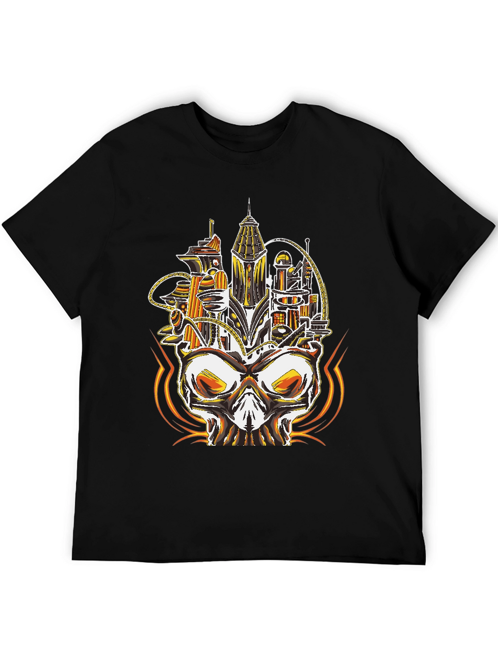 Steampunk Skull City Graphic Tee - Unique Design